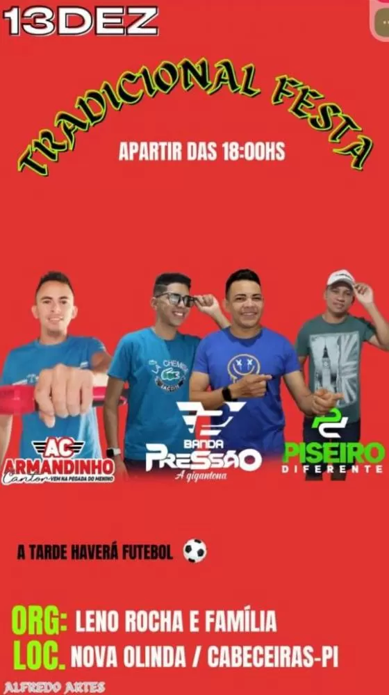 Tradicional festa em Cabeceiras no Piauí; evento contará com diversas atrações musicais da região e torneio de futebol