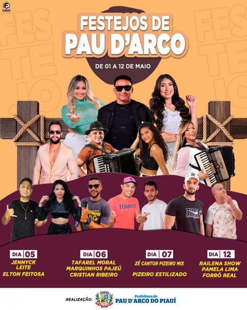 Festejos de Pau D'Arco do Piauí e um show de atrações - Foto: Reprodução Prefeitura de Pau D'Arco-PI