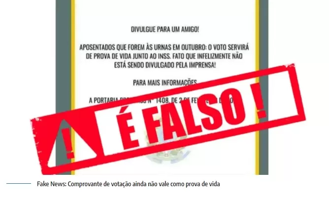 TSE e INSS alertam que é falso comunicado de que comprovante de voto vale como prova de vida