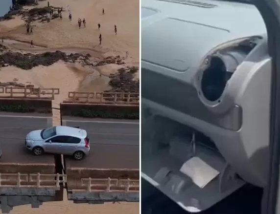 Carro preso em fenda de ponte que desabou entre TO e MA teve dinheiro, objetos e peças furtados, diz proprietário