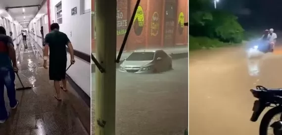  Chuva forte alaga hospital público em Codó, no MA