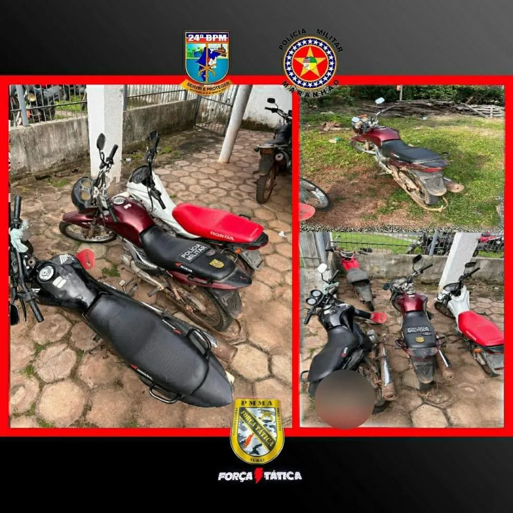 Força Tática recupera três motocicletas com restrição de roubo/furto na zona rural de Coroatá