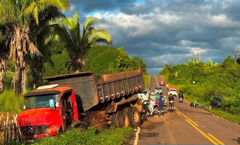 Animal na pista provoca grave acidente entre carro e caminhão na PI-213, em Esperantina