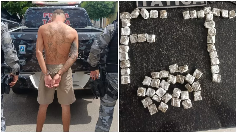 Homem é preso com 58 porções de maconha durante patrulhamento no bairro Santa Cruz, em Campo Maior