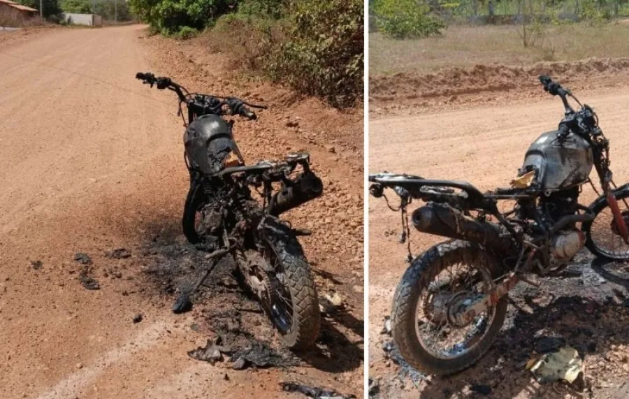 Motocicleta furtada é encontrada incendiada na zona rural de Sigefredo Pacheco