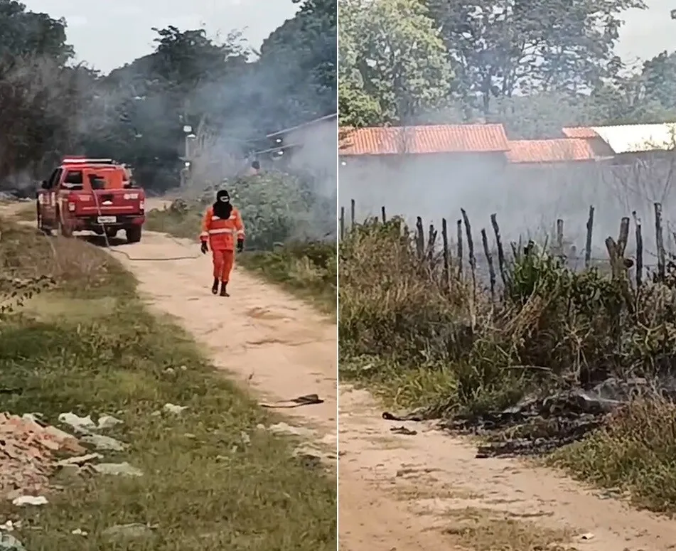 Incêndio próximo a residências mobiliza Corpo de Bombeiros em Esperantina