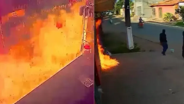 Homens encapuzados jogam gasolina e ateiam fogo em comércio em Pedreiras