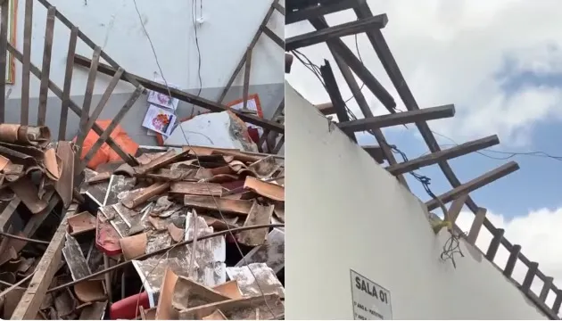Parte do telhado de escola desaba e deixa seis crianças feridas no MA