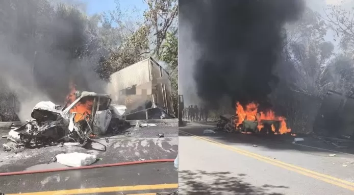 Colisão entre picape, carreta e caminhão deixa dois mortos e um ferido na BR-316, no MA