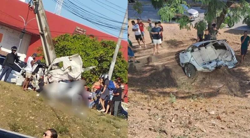 Pai e filho morrem após carro colidir em poste no Cohafuma, em São Luís; veículo partiu ao meio