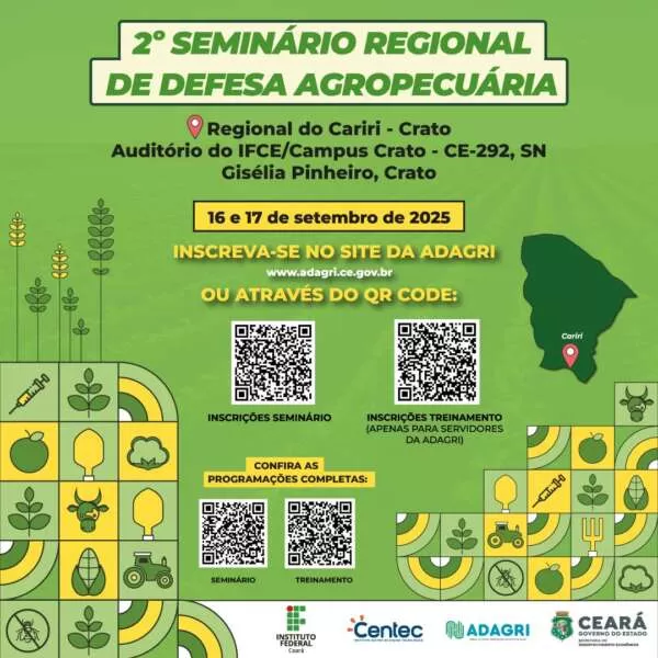 Aberta as inscrições para o 2º Seminário Regional de Defesa Agropecuária no Ceará 