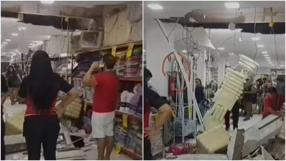 Teto de loja desaba e fere três pessoas no dia da inauguração