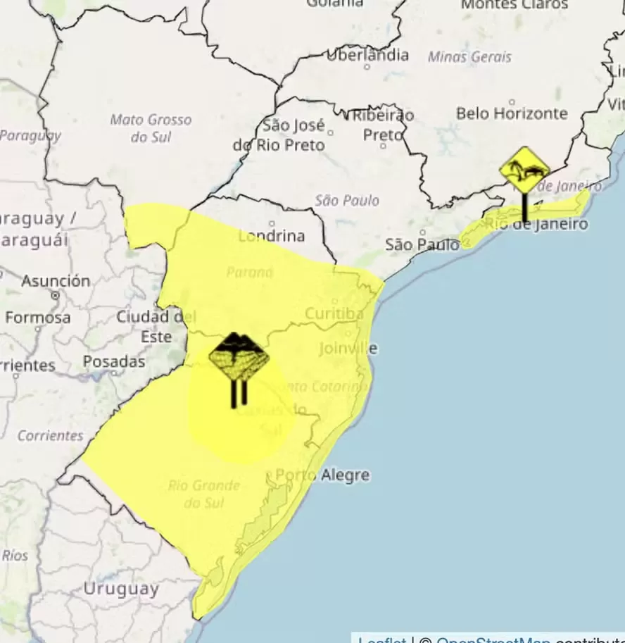 Inmet alerta para temporais no Sul e calor intenso no Centro-Oeste e Sudeste