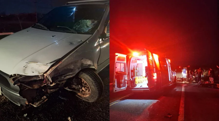 Familia fica ferida em acidente entre carro e moto; mãe perde uma das pernas