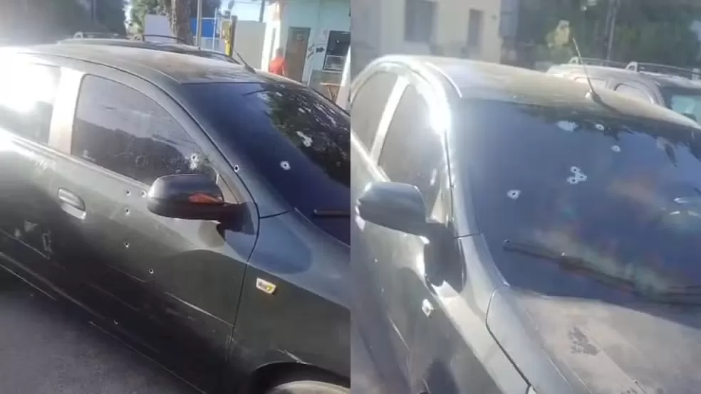 Carro com casal é alvejado por 16 tiros em Fortaleza; disparo atinge outro veículo