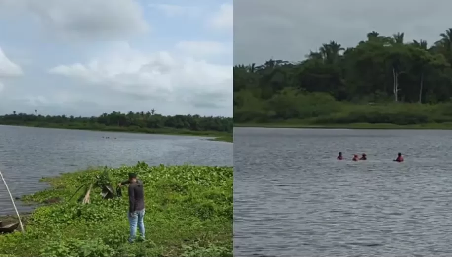 Mergulhadores iniciam varredura em lago durante buscas por crianças desaparecidas em Bacabal