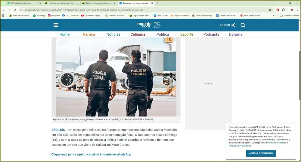 Passageiro é preso com mais de 12 kg de cocaína no Aeroporto de São Luís