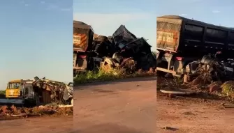 Veículos de carga colidem na BR-135, em Miranda do Norte; duas pessoas ficam gravemente feridas